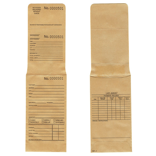 EN11-1 Layaway-Repair Envelopes - Numbered 1001 - 2000