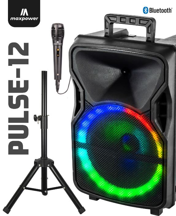 MPD1204 Maxpower PULSE 12” Karaoke Speaker W/ Stand & Mic — M&M