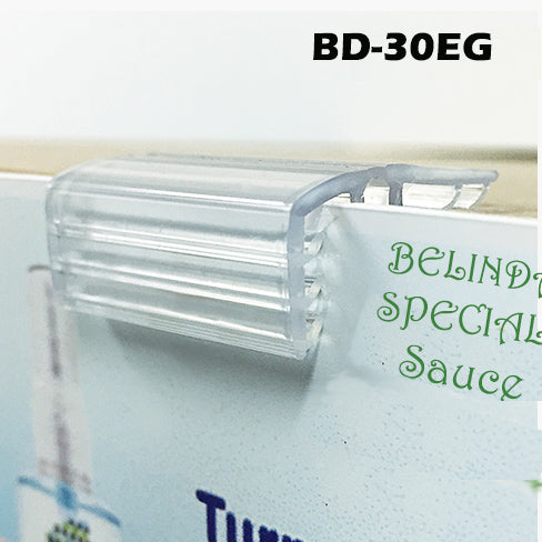 BD-30EG Sign Holder-Edge of 1/4 inch Glass or Thin Shelves of Any Material
