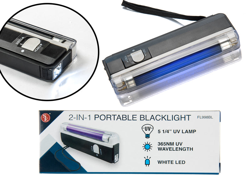 FL998BL Portable Black Light w/LED Flashlight6in