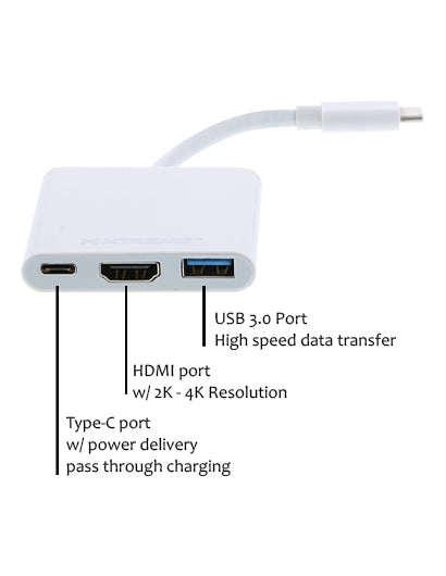 XT-XCB21012WHT Type C to HDMI Hub Adapter White