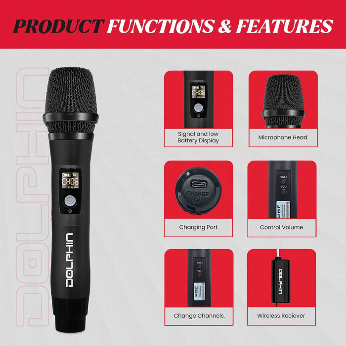 MCX-11BLK Dolphin Rechargeable UHF Wireless MIc