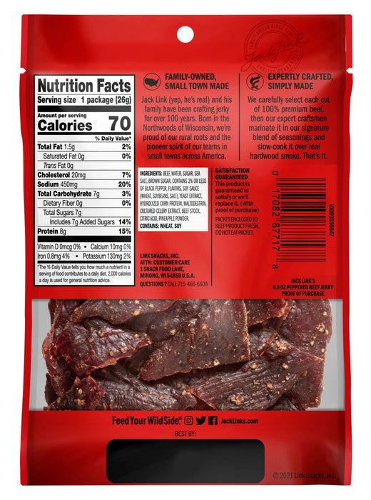 10000008267 Jack Link's Peppered Beef Jerky 0.9 oz Snack Packs