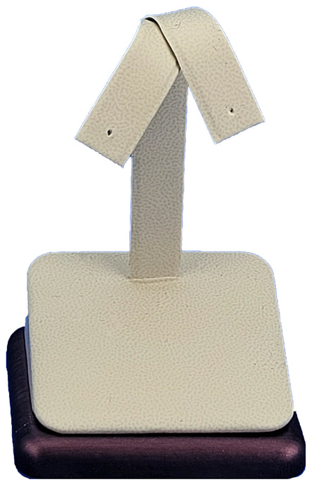 F35-22 (L30) Earring Tree Stand Beige Faux Leather w/  Steel Brown Trim