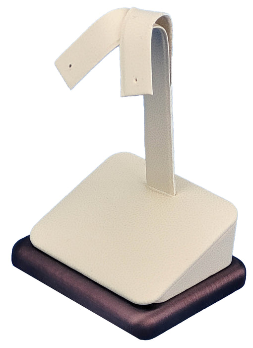 F35-22 (L30) Earring Tree Stand Beige Faux Leather w/  Steel Brown Trim