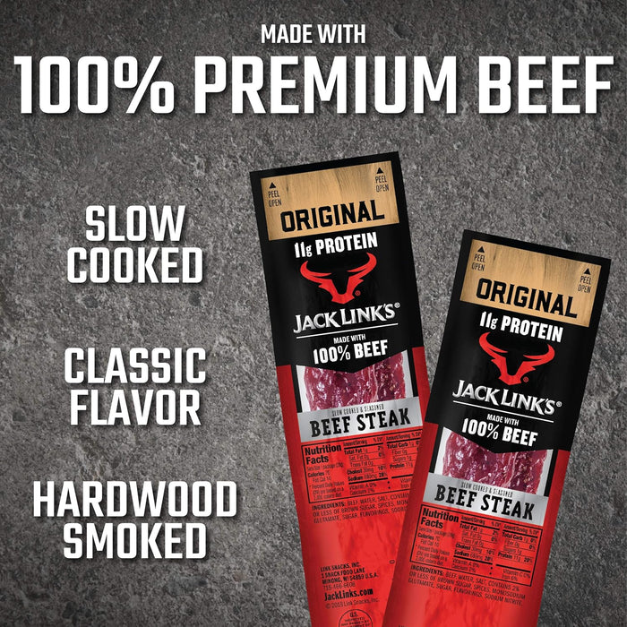 00402 Jack Link's 1 oz Beef Steaks Original Snack Pack 12 Pcs Display