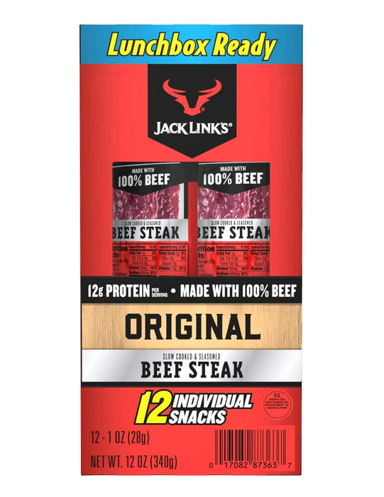00402 Jack Link's 1 oz Beef Steaks Original Snack Pack 12 Pcs Display
