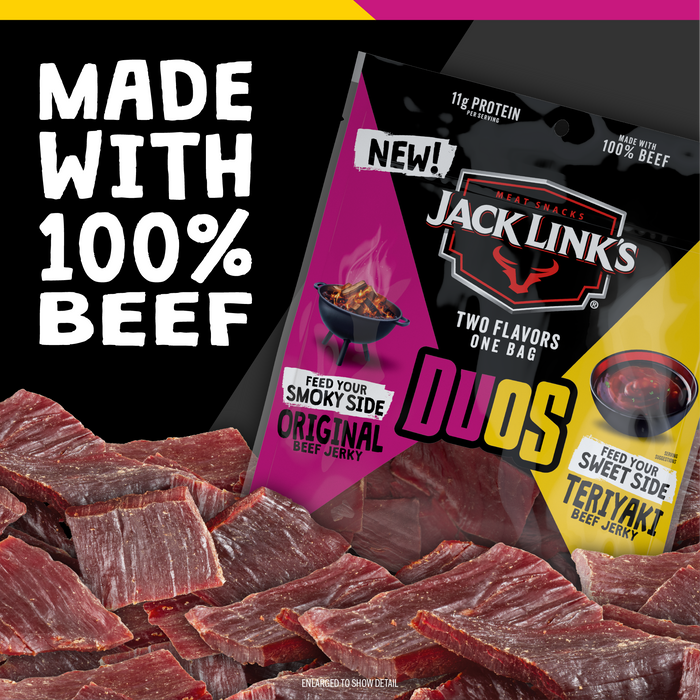 10000043296 Jack Links Duos 2.85oz Original - Teriyaki Beef Jerky
