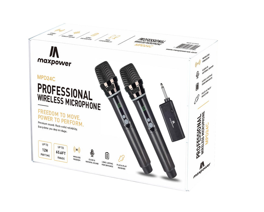 MPD24C Maxpower Dual VHF Wireless Microphones