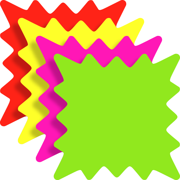 6001RNB 5in x 5in Starburst Sign Cards 4 color assortment - 100 pack