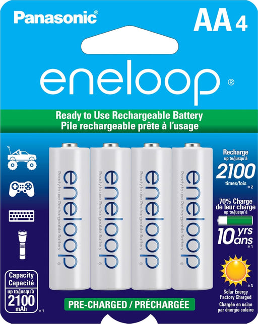 BK-3MCCA4BA Eneloop Panasonic AA 4-Pack 2100 Cycle Ni-MH Pre-Charged Rechargeable Batteries