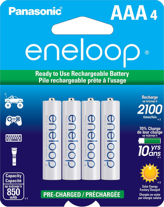 BK-4MCCA4BA Eneloop AAA Ni-MH Pre-Charged Rechargeable Batteries, 4-pack