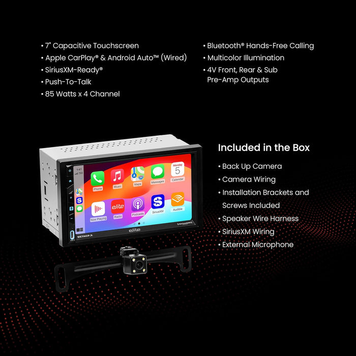 BE7ACP.XC Elite Premium 2x Din Carplay - Backup Camera Pack