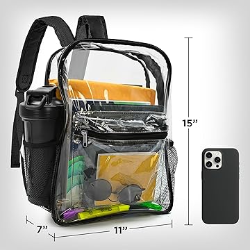 BP-CLSM-BK Clear Backpack Black Small