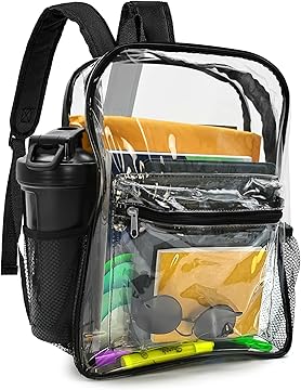 BP-CLSM-BK Clear Backpack Black Small