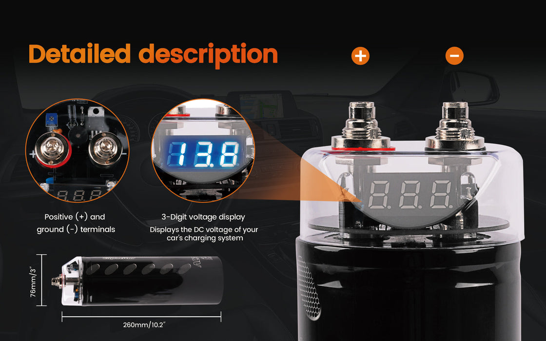 ACAP-D2000 Audio Pipe Digital 2.0 Farad Power Capacitor