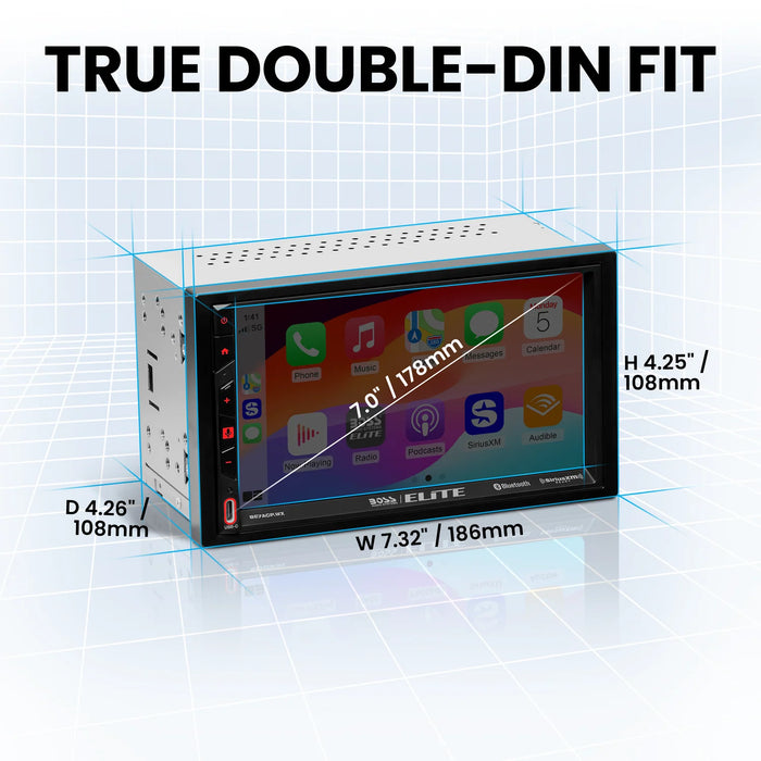 BE7ACP.WX Elite 7 2xDIN Wireless Carplay Mechless