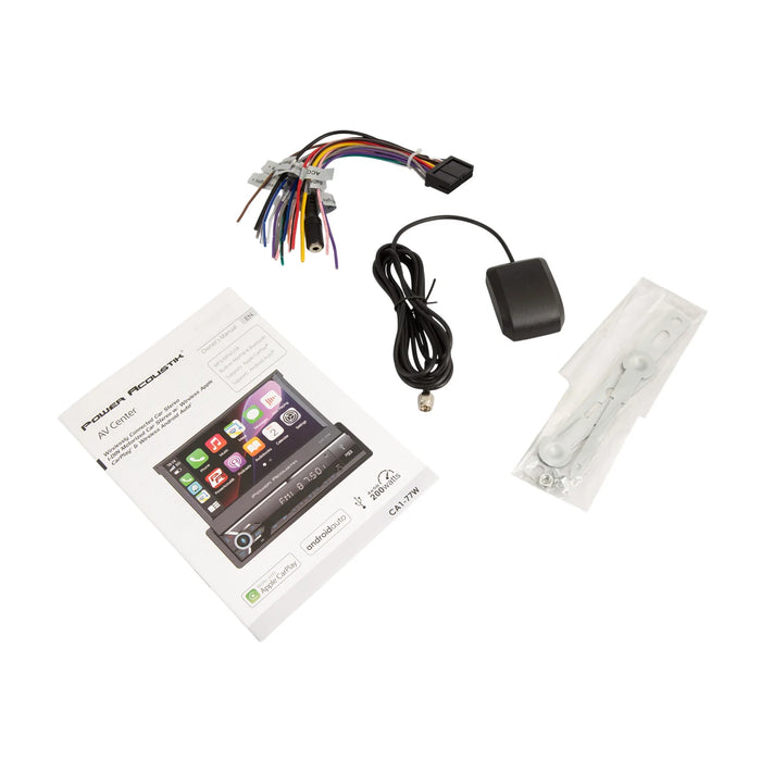 CA1-77W Power Acoustik 1x Din 7in Flip-UP Mechless Media Center with Wireless Carplay & Android