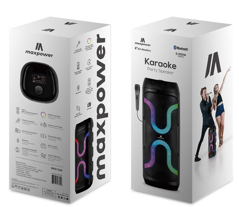 MPD12X8 Maxpower 8x2 BT Karaoke Speaker  -Mic