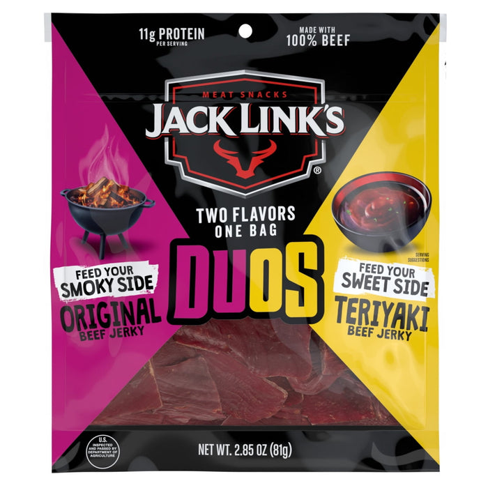 10000043296 Jack Links Duos 2.85oz Original - Teriyaki Beef Jerky