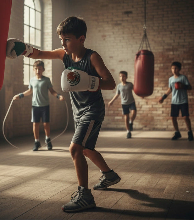 8014 Toy Boxing set Mexican Flag Style 24in Bag with Hanging Strap and Gloves