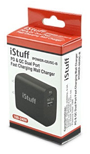 ICHRG-02USC-B istuff PD-QC Dual Port Fast Wall Charger