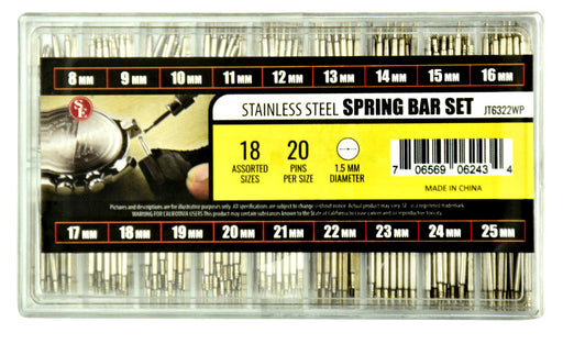 JT6322WP 360pc Spring Bar Pin Set for Watches