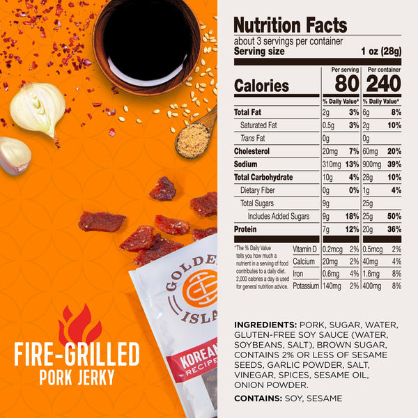 10000038416 Golden Island 2.85oz Korean BBQ Pork Jerky