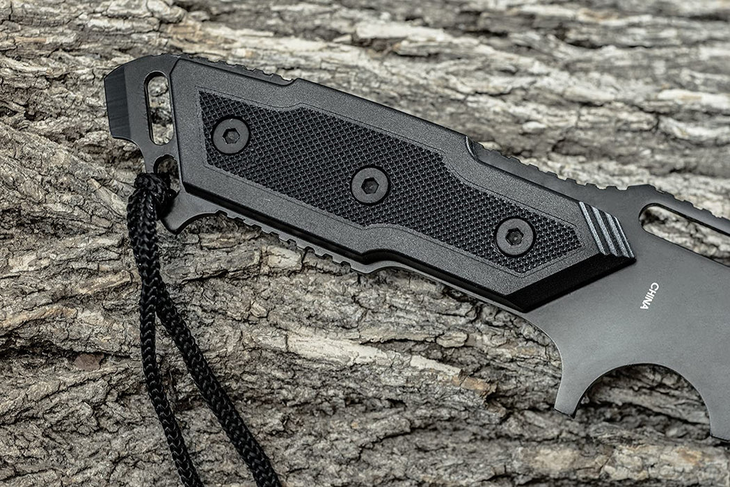 KFD70891B 12 in Stainless Black Serrated Blade Hunting Knife