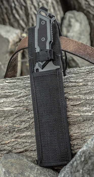 KFD70891B 12 in Stainless Black Serrated Blade Hunting Knife