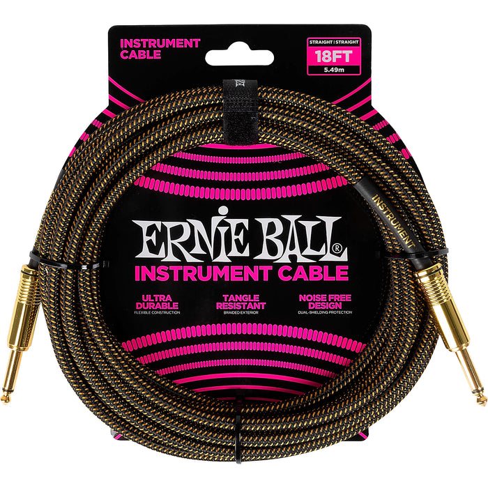 P06433 Ernie Ball 18ft Braided Cable SilverFox