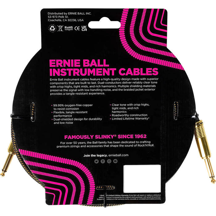 P06429 Ernie Ball 10ft Braided Cable Silver Fox