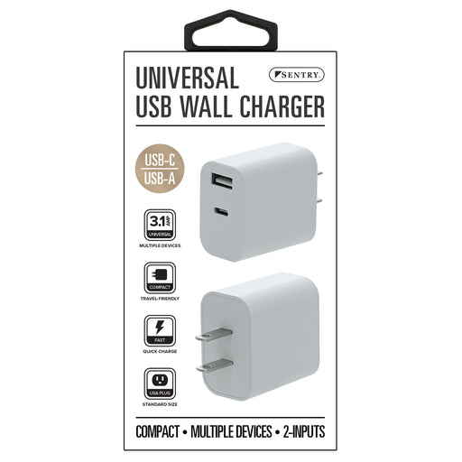 MP400 Sentry Dual USB-A & USB-C  Wall Charger For Multiple Devices