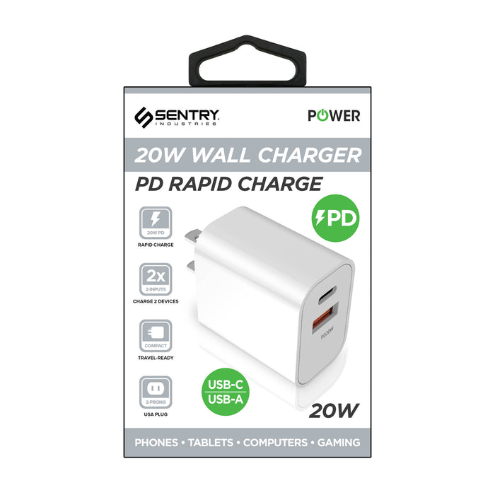 MP420 Sentry 20W PD USB-A USB-C Wall Charger