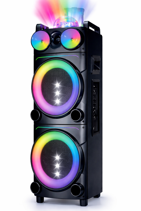 MPD1056B Maxpower 10x 2 Woofers Rechargeable DJ Speaker with Dancing Disco Ball