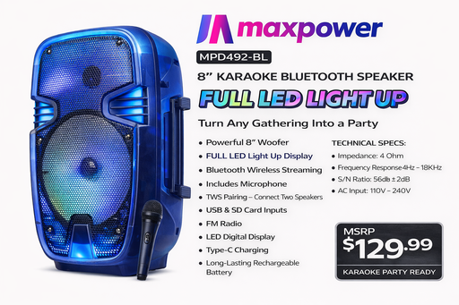 MPD492-BLU Maxpower Lightshow BT Speaker-Blue