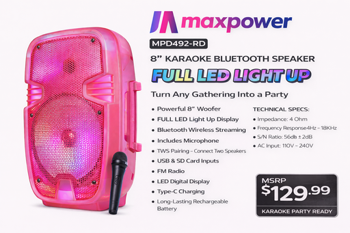 MPD492-RD Maxpower Lightshow BT Speaker-Red