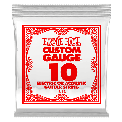 P01010 Ernie Ball Custom Gauge 11 Plain Steel .010 Elect or Acoust Guitar String 6-Pack
