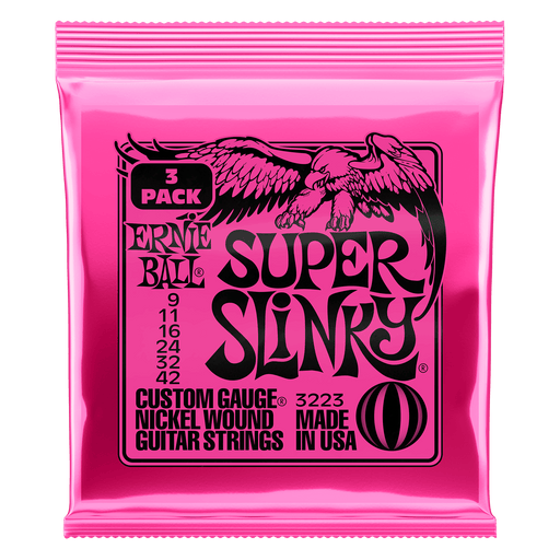 P03223 Ernie Ball 3-PACK (2223) Super Slinky Nickel Wound Electric Guitar Strings 9-42 Gauge - 3 Pack