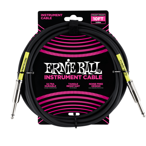 P06048 Ernie Ball 10 ft Guitar Cable Black 1/4 Straight