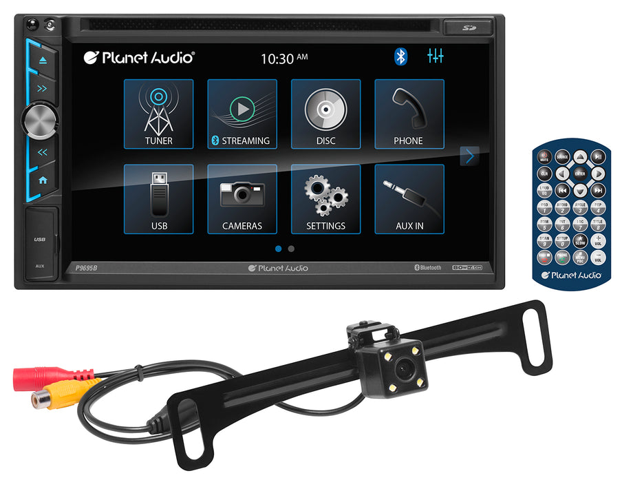 P9695BRC Planet Audio 6.95in Touchscreen, Double-DIN DVD Player Bluetooth Incl. Backup Camera