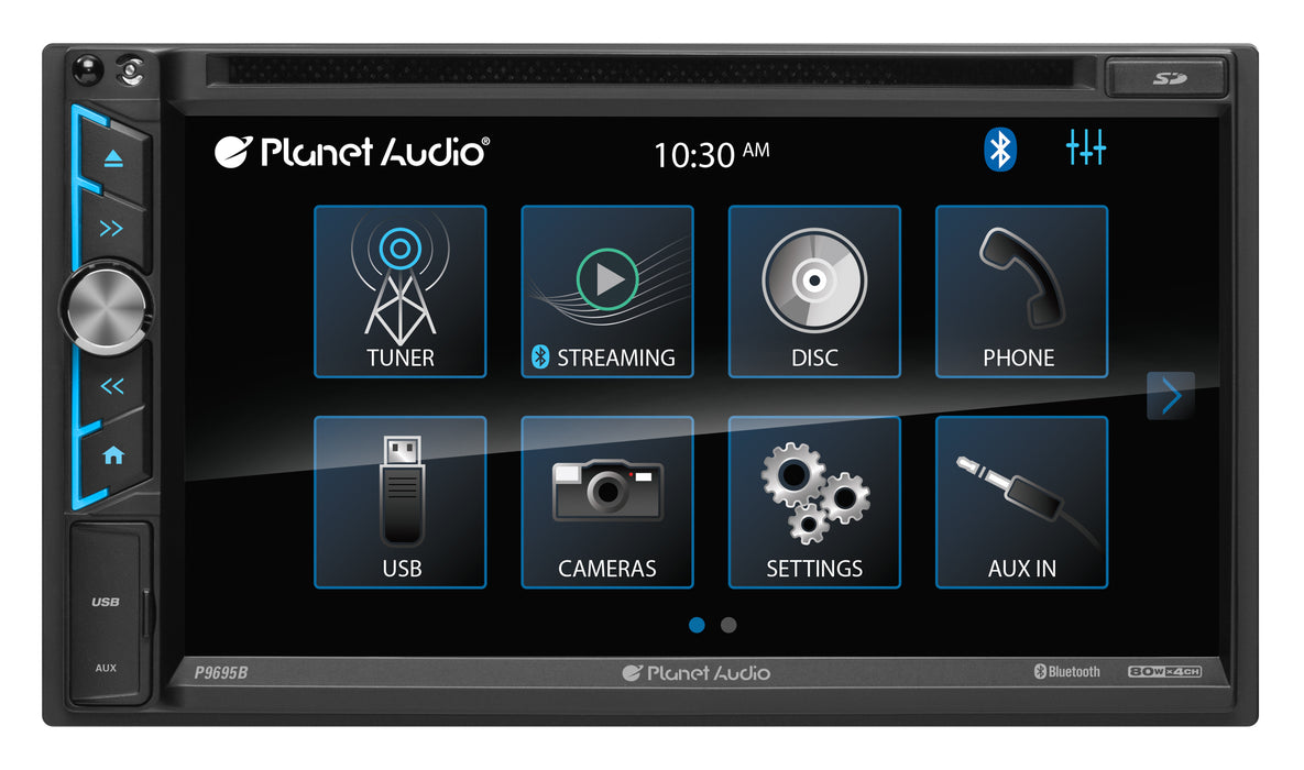 P9695BRC Planet Audio 6.95in Touchscreen, Double-DIN DVD Player Bluetooth Incl. Backup Camera