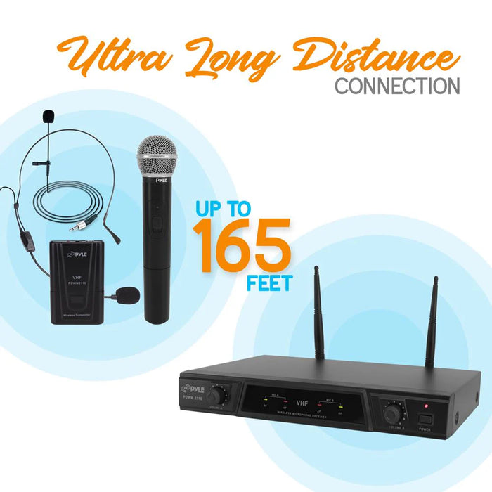 PDWM2115 Pyle Pro 2 Ch VHF Wireless Microphone System with 3 Mics