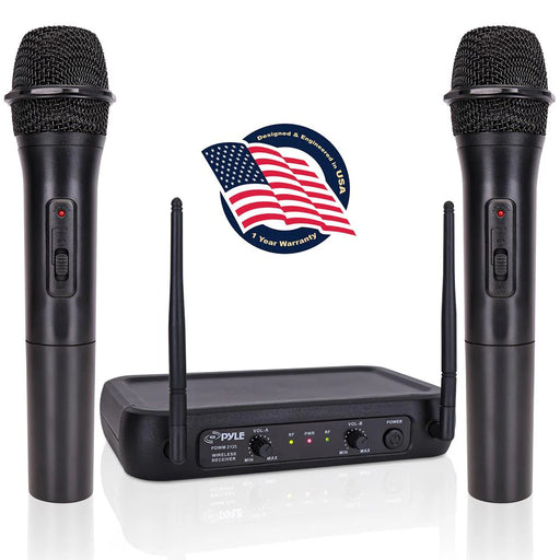 PDWM2135 Pyle 2 Ch VHF Handheld Wireless Microphone System with 2 Mics