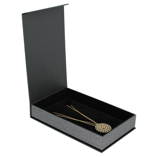 PMV7-M23 Elegant Mesh Gray Magnetic Necklace Box