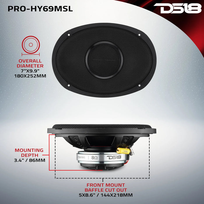 DS-PRO-HY69.4MSL DS18 6x9 Hybrid Slim IP65 Speaker - Sold Each