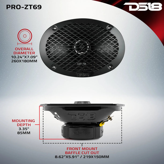 PRO-ZT69 DS18 6x9 Mid Coaxial w Bullet Tweet 200w Sold Each