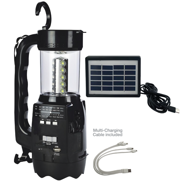 R-80 QFX Solar Rechargeable Radio BT Speaker With Lantern