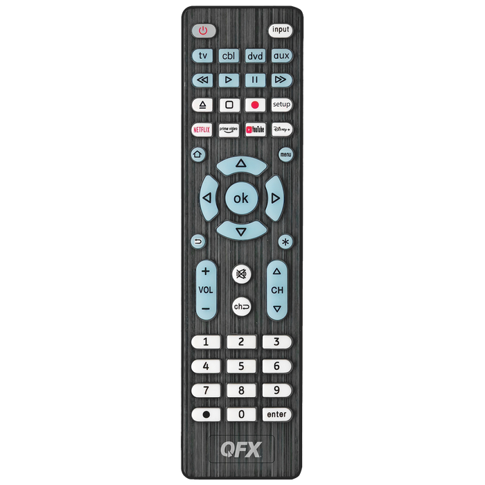 REM-13 SILVER QFX 4 in1 Smart-Streaming Remote-Silver — M&M REM-13 SILVER QFX 4 in1 Smart-Streaming Remote-Silver — M&M
