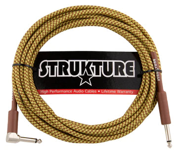 SC186TWR Strukture 18.5 Ft Guitar Cable Rt Angle-Vintage Tweed